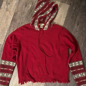 Vintage 90’s Eddie Bauer 100% Lambswool red sweater hoodie